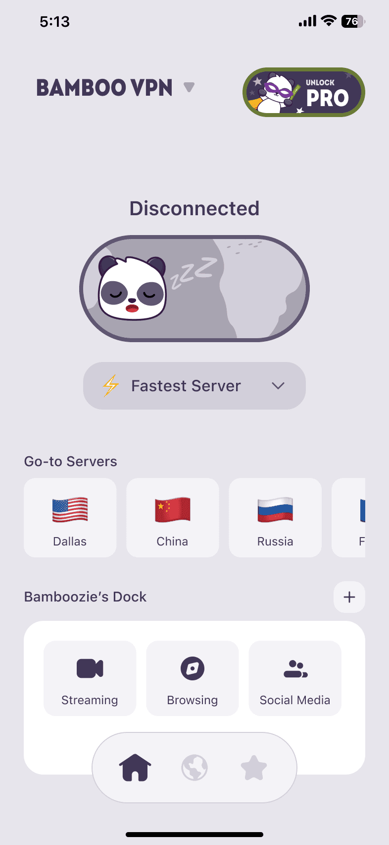 BambooVPN disconnected screen