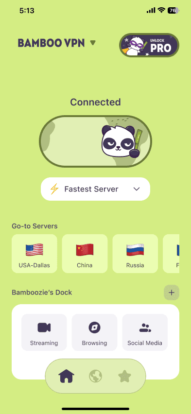 BambooVPN home screen