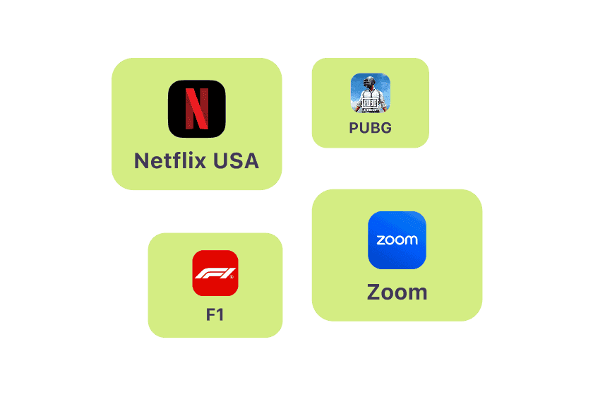 Special servers for Netflix, PUBG, F1 and Zoom